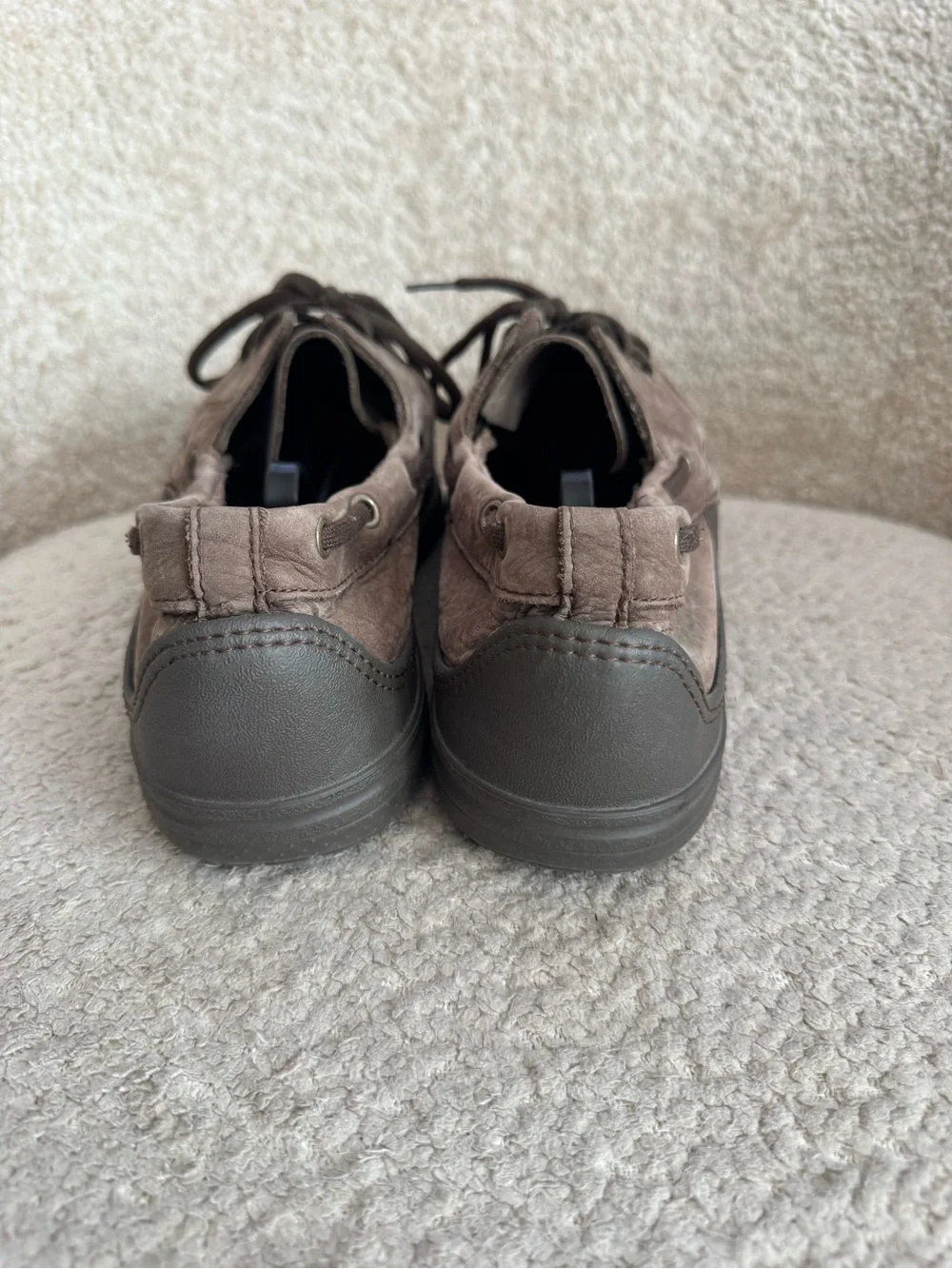 Crocs Men’s Size 12 Brown Leather Boat Shoes Loafers Lace Up Moc Toe